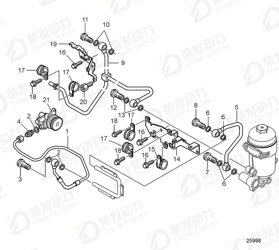 volvo penta Retaining plate 21054000 Drawing